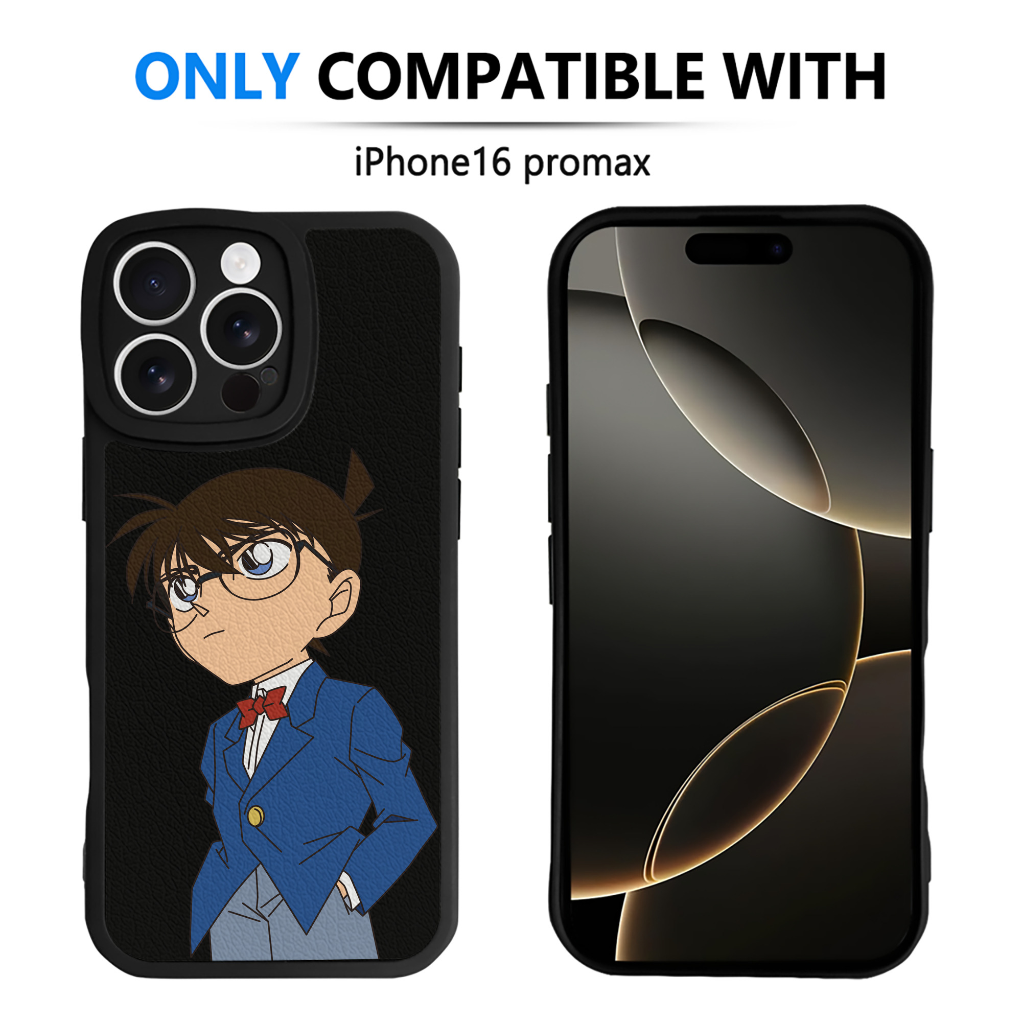 （画像用） 名探偵コナン 江戸川 コナン Detective Conan Conan Edogawa 【iPhone 16シリーズ対応】シリコンスマホケース（レザー調） 材質：シリコン